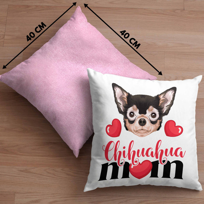 Chihuahua Besitzer Mom Mama Kissen mit Füllung 40x40 Geschenk Lustiger Spruch Geschenkidee Chihuahua Besitzerin (Grau) Rosa Trendation
