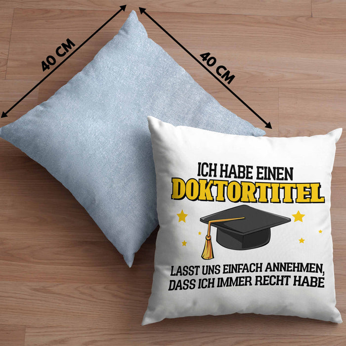 Lustige Kissen mit Füllung 40x40 Doktortitel Bestanden- Geschenk Bestandene Prüfung (Grau) Blau Trendation