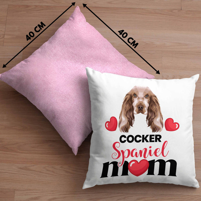 Cocker Spaniel Besitzer Mom Mama Kissen mit Füllung 40x40 Geschenk Lustiger Spruch Geschenkidee Cocker Spaniel Besitzerin (Grau) Rosa Trendation