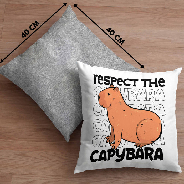 Respect The Capybara Kissen mit Füllung 40x40 Capybara Tier Geschenk für Capybara Liebhaber (Grau) Grau Trendation