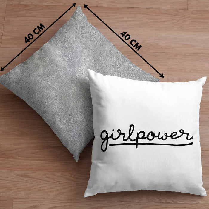 Girlpower Kissen mit Füllung 40x40 für Frauen Mädchen Geschenk (Grau) Grau Trendation