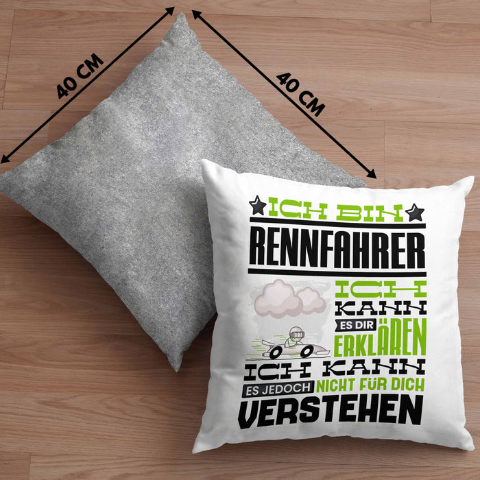 Rennfahrer Geschenk Kaffee-Kissen mit Füllung 40x40 Geschenkidee für Rennfahrer Ich Bin Rennfahrer Ich Kann Es Dir Erklären Jedoch Nicht Für Dich Verstehen Spruch Lustig (Grau) Grau Trendation
