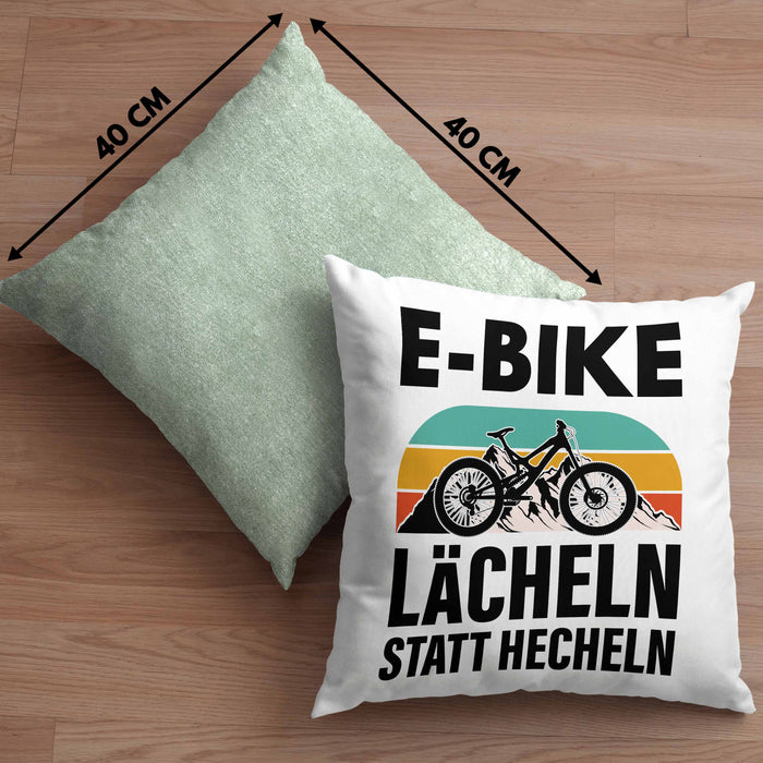 Elektrofahrrad E-Bike Kissen mit Füllung 40x40 mit Spruch Geschenk Ebike Lustige Geschenke Rentner (Grau) Grün Trendation