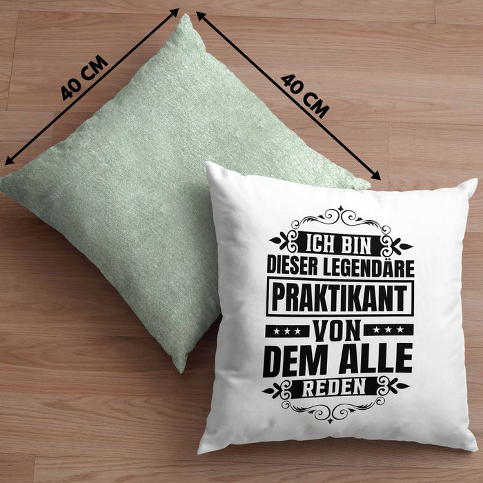 Praktikant Kissen mit Füllung 40x40 Geschenk Lustiger Spruch Ich Bin Dieser Eine Legendäre Praktikant Von Dem Alle Reden (Grau) Grün Trendation