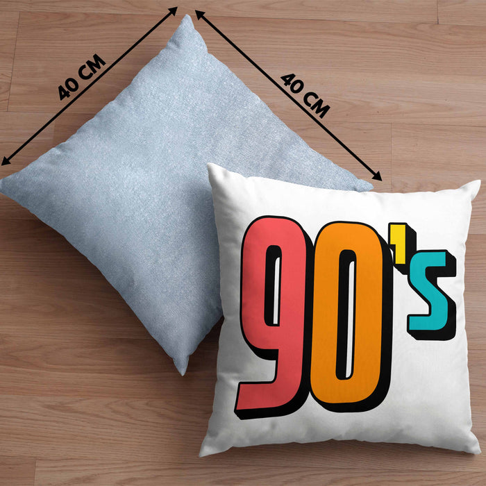 90er Jahre Kissen mit Füllung 40x40 "90's" - Retro Geschenk für Nostalgiker (Grau) Blau Trendation