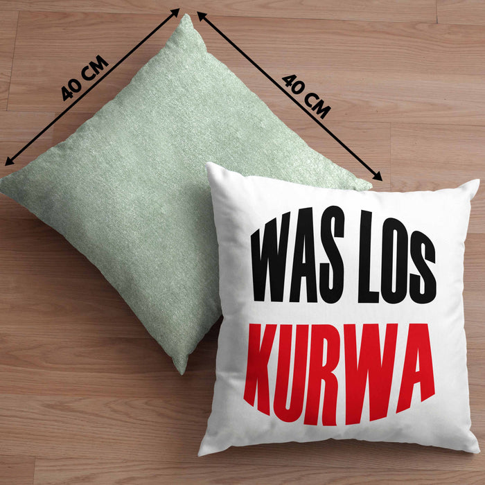 Lustige Kissen mit Füllung 40x40 Spruch "Was Los Kurwa" Polen Polnisches Geschenk (Grau) Grün Trendation