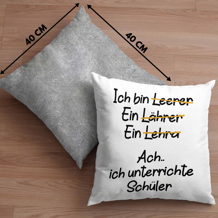 Lehrer Kissen mit Füllung 40x40 Geschenk mit Spruch Lehrer Geschenkidee Lustig Sprüche (Grau) Grau Trendation
