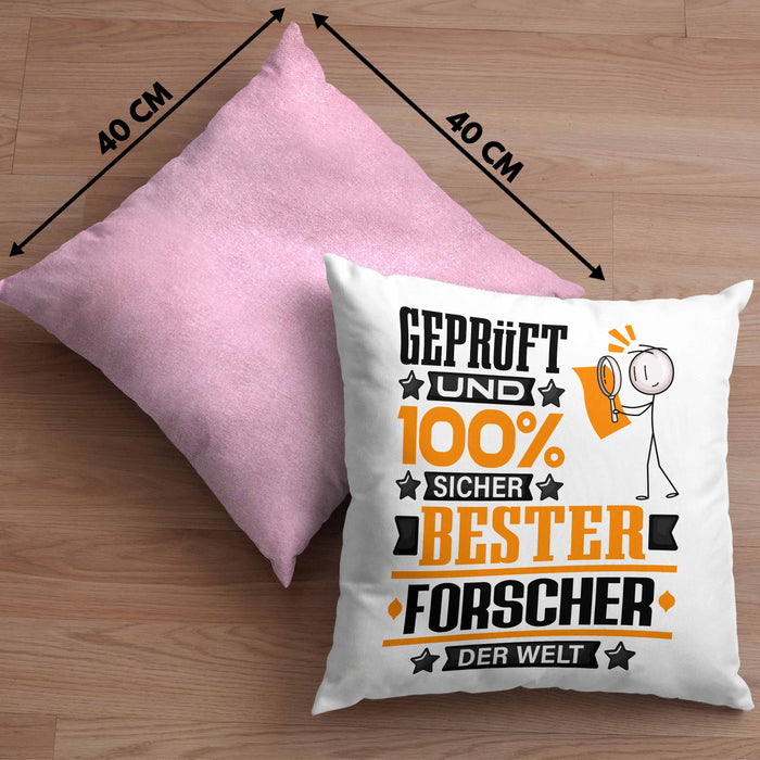 Forscher Geschenk Lustiger Spruch für Forscher Geschenkidee Bester Forscher Der WeltKissen mit Füllung 40x40 (Grau) Rosa Trendation