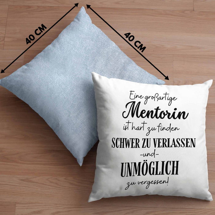 Mentorin Abschied Geschenk Kissen mit Füllung 40x40 Abschiedsgeschenk für Mentorin Hart Zu Finden Schwer Zu Verlassen (Grau) Blau Trendation