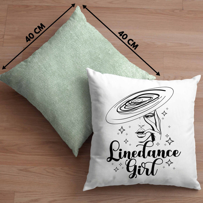 Linedance Geschenke Girl Kissen mit Füllung 40x40 Geschenkidee Spruch Line Dance Frauen Sprüche (Grau) Grün Trendation