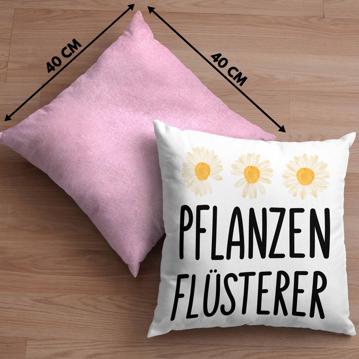 Pflanzenflüsterer Gärtner Kissen mit Füllung 40x40 mit Spruch Garten Hobbygärtner Geschenk Lustig Gärtnerin Geschenkidee (Grau) Rosa Trendation