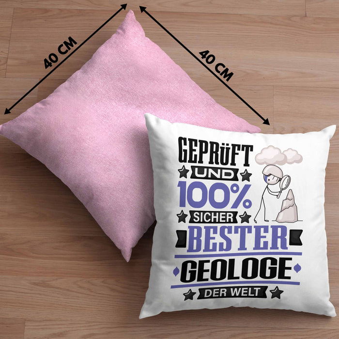 Geologe Geschenk Lustiger Spruch für Geologe Geschenkidee Bester Geologe Der WeltKissen mit Füllung 40x40 (Grau) Rosa Trendation