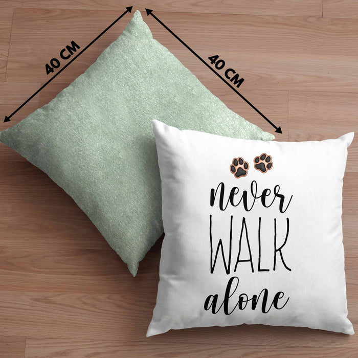 Never Walk Alone Kissen mit Füllung 40x40 Geschenk Hundebesitzer Frauchen Herrchen Geschenkidee (Grau) Grün Trendation