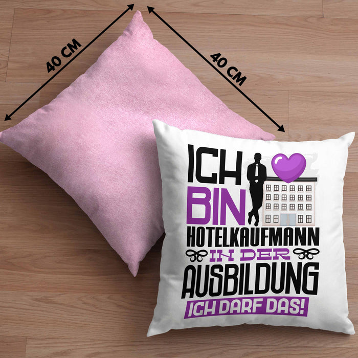 Hotelkaufmann Ausbildung Kissen mit Füllung 40x40 Geschenk Ich Bin Hotelkaufmann In Der Ausbildung Ich Darf Das Geschenkidee Spruch (Grau) Rosa Trendation