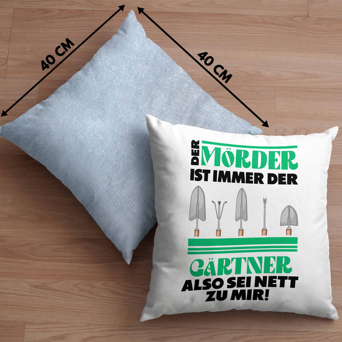 Gärtner Kissen mit Füllung 40x40 mit Spruch Garten Hobbygärtner Geschenk Lustig Gärtnerin Geschenkidee (Grau) Blau Trendation