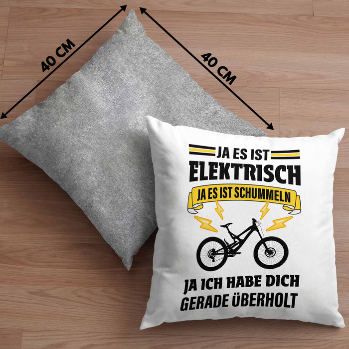 Elektrofahrrad E-Bike Kissen mit Füllung 40x40 mit Spruch Geschenk Ebike Lustige Geschenke (Grau) Grau Trendation