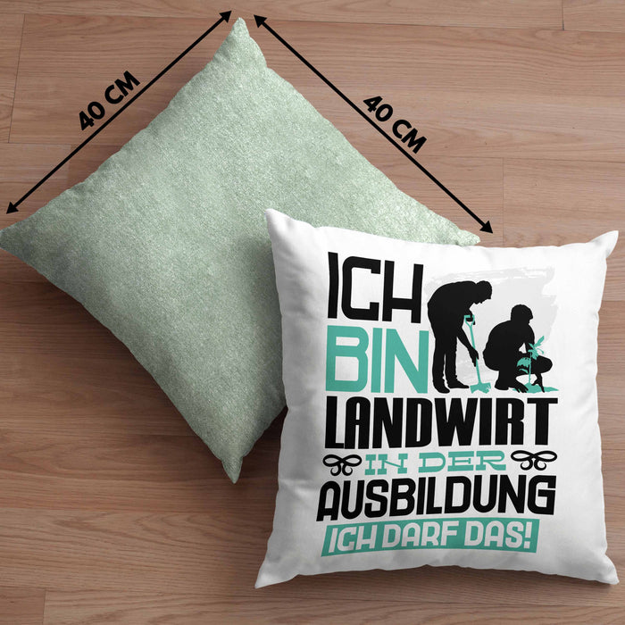 Landwirt Ausbildung Kissen mit Füllung 40x40 Geschenk Ich Bin Landwirt In Der Ausbildung Ich Darf Das Geschenkidee Spruch (Grau) Grün Trendation