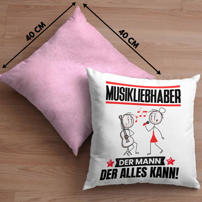 Musikliebhaber Kissen mit Füllung 40x40 Geschenk für Musikliebhaber Der Mann Der Alles Kann Geschenkidee zum Geburtstag (Grau) Rosa Trendation