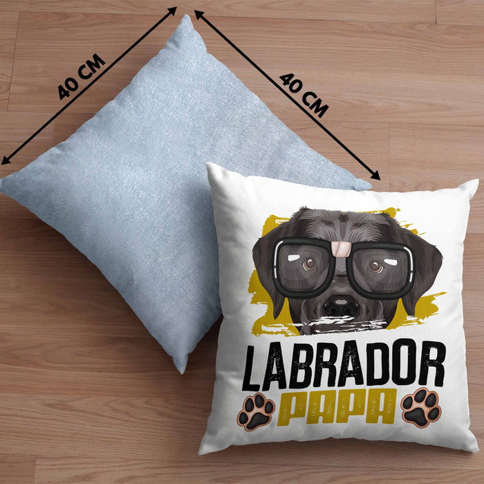 Labrador Papa Besitzer Kissen mit Füllung 40x40 Geschenk Lustiger Spruch Geschenkidee Labrador Liebhaber (Grau) Blau Trendation