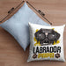 Labrador Papa Besitzer Kissen mit Füllung 40x40 Geschenk Lustiger Spruch Geschenkidee Labrador Liebhaber (Grau) Blau Trendation