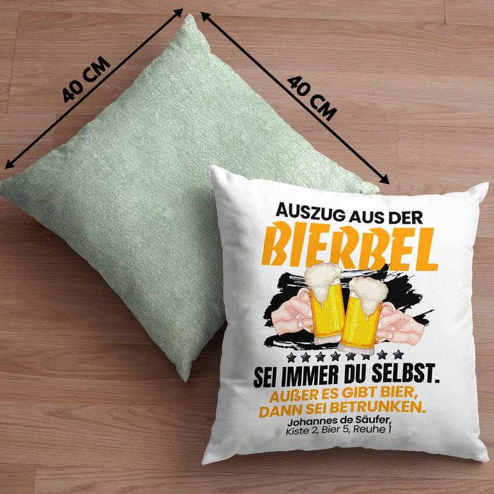 Auszug Bierbel Bier-Liebhaber Geschenkidee Kissen mit Füllung 40x40 Männer Geschenkidee Saufen (Grau) Grün Trendation