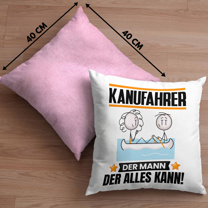 Kanufahrer Kissen mit Füllung 40x40 Geschenk für Kanufahrer Der Mann Der Alles Kann Geschenkidee zum Geburtstag (Grau) Rosa Trendation