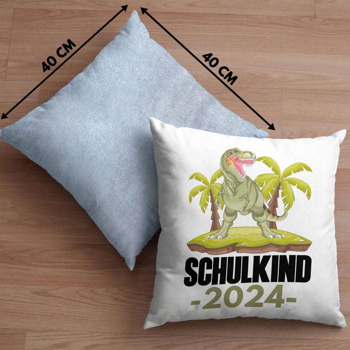 Einschulung Junge Geschenk für Schultüte Füllung Kissen mit Füllung 40x40 Schulstart 1 Schultag Schuleinführung Schulanfang Geschenkidee Schulkind Jungs 2024 (Grau) Blau Trendation