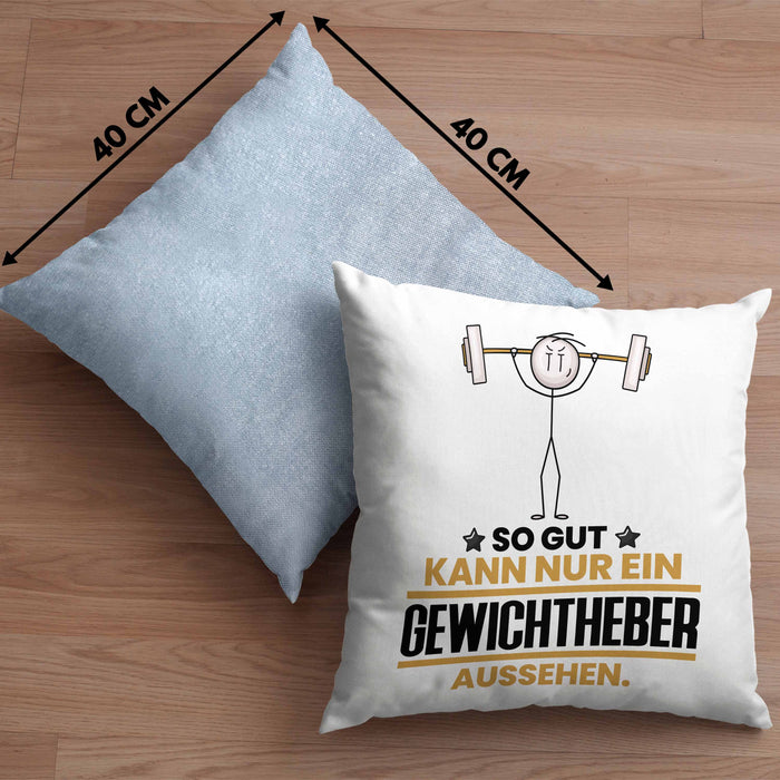 Gewichtheber Geschenk Kissen mit Füllung 40x40 So Gut Kann Nur Ein Gewichtheber Aussehen Geschenkidee (Grau) Blau Trendation