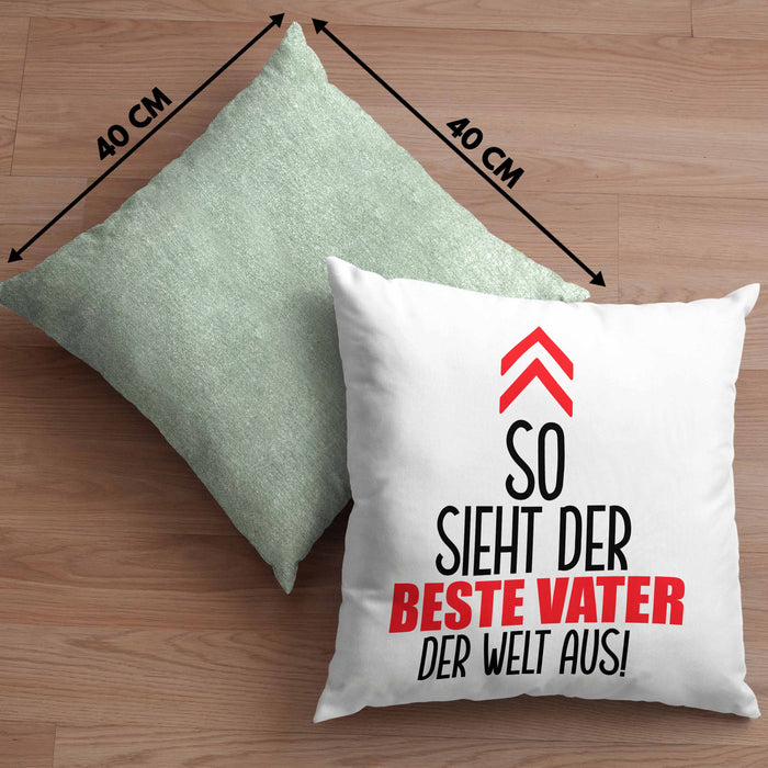 Vater Kissen mit Füllung 40x40 Geschenk Lustiger Spruch So Sieht Der Beste Papa Der Welt Aus Geschenkidee Geburtstag Vatertag (Grau) Grün Trendation