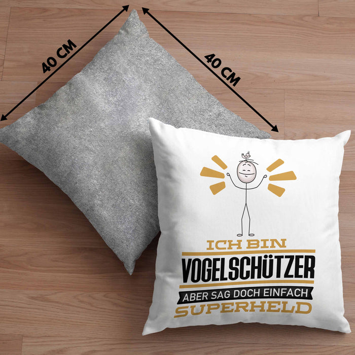 Vogelschützer Geschenk Kissen mit Füllung 40x40 Ich Bin Vogelschützer Aber Sag Doch Einfach Superheld Lustige Geschenkdiee für Vogelschützer (Grau) Grau Trendation