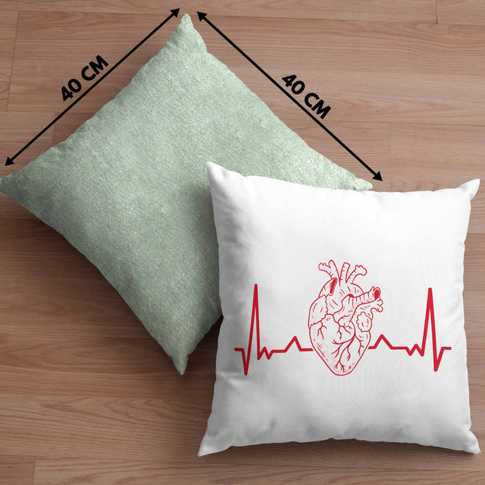 Kardiologe Geschenk Kissen mit Füllung 40x40 Herzschlag Ekg Herz Kardiologie (Grau) Grün Trendation