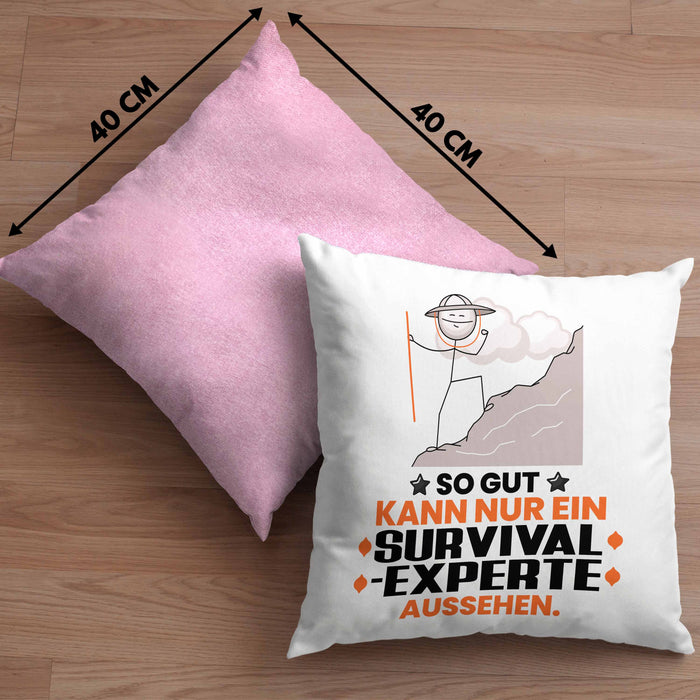 Survival-Experte Geschenk Kissen mit Füllung 40x40 So Gut Kann Nur Ein Survival-Experte Aussehen Geschenkidee (Grau) Rosa Trendation