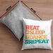 Lustige Tänzer Kissen mit Füllung 40x40 Geschenk für Tanzbegeisterte Tanzlehrer Grafik Eat Sleep Dance Repeat (Grau) Grau Trendation