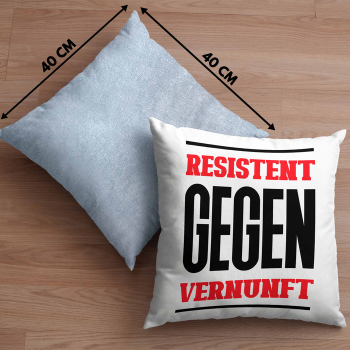 System Kissen mit Füllung 40x40 Geschenk Spruch Lustig Resistent Gegen Vernupft Geschenkidee Geburtstag (Grau) Blau Trendation