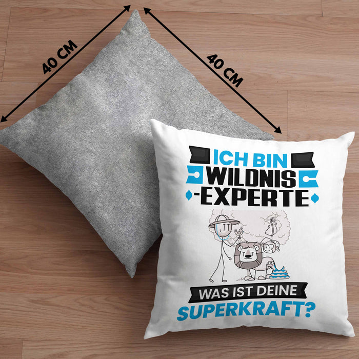 Wildnixexperte Kissen mit Füllung 40x40 Geschenk für Wildnixexperte Geburtstag Lustiger Spruch Was Ist Deine Superkraft (Grau) Grau Trendation