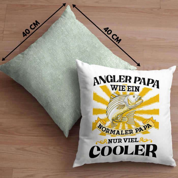 Angler Papa Geschenk Vatertag Geschenkidee von Sohn für Angler-VaterKissen mit Füllung 40x40 (Grau) Grün Trendation