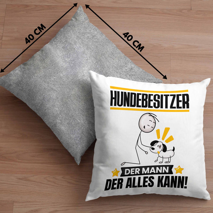 Hundebesitzer Kissen mit Füllung 40x40 Geschenk für Hundebesitzer Der Mann Der Alles Kann Geschenkidee zum Geburtstag (Grau) Grau Trendation