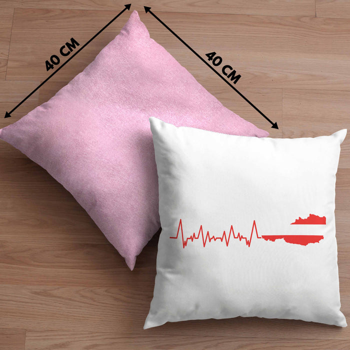 Austria Kissen mit Füllung 40x40 Geschenk Herzschlag Österreich Heimat Alpen EKG (Grau) Rosa Trendation