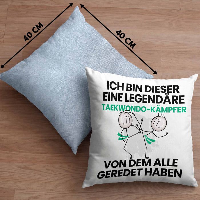 Taekwondo-Kämpfer Geschenk Kissen mit Füllung 40x40 Lustige Geschenkidee Geburtstag für Taekwondo-Kämpfer Ich Bin Dieser Legendäre Taekwondo-Kämpfer Von Dem Alle Geredet Haben (Grau) Blau Trendation