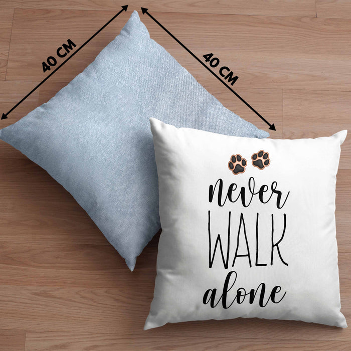 Never Walk Alone Kissen mit Füllung 40x40 Geschenk Hundebesitzer Frauchen Herrchen Geschenkidee (Grau) Blau Trendation