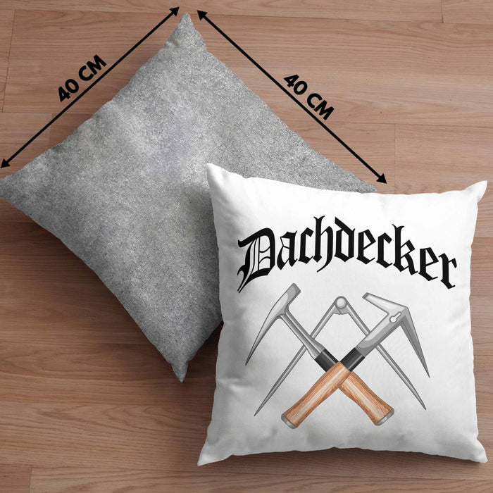 Dachdecker Geschenke Kissen mit Füllung 40x40 Lustig Mann Männer Zubehör Geschenkidee Dachdecker-Meister (Grau) Grau Trendation