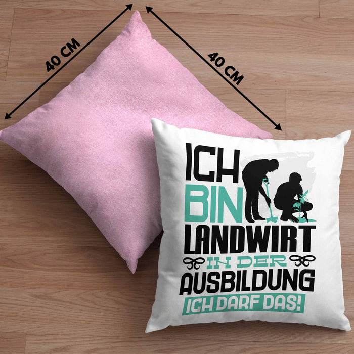 Landwirt Ausbildung Kissen mit Füllung 40x40 Geschenk Ich Bin Landwirt In Der Ausbildung Ich Darf Das Geschenkidee Spruch (Grau) Rosa Trendation