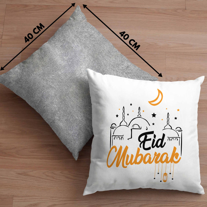Eid Mubarak Kissen mit Füllung 40x40 Geschenk Muslime Geschenkidee Sprüche für Muslimische Menschen (Grau) Grau Trendation