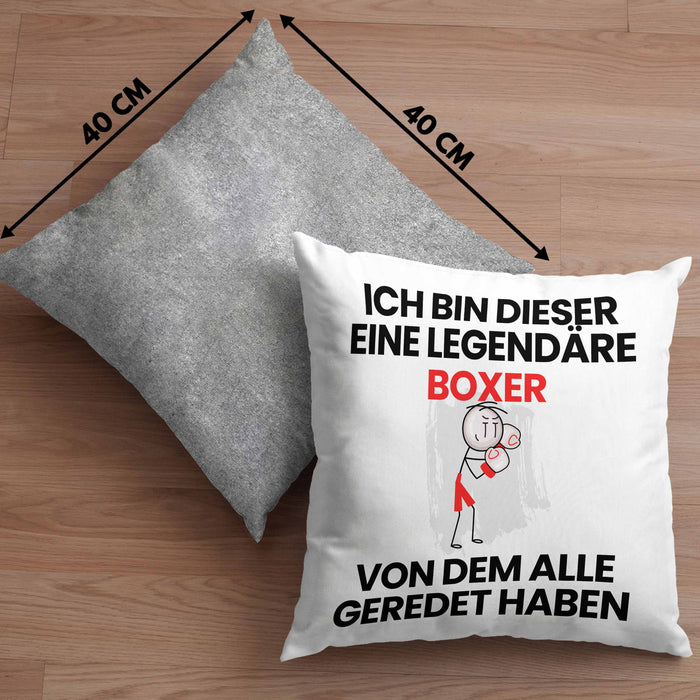 Boxer Geschenk Kissen mit Füllung 40x40 Lustige Geschenkidee Geburtstag für Boxer Ich Bin Dieser Legendäre Boxer Von Dem Alle Geredet Haben (Grau) Grau Trendation