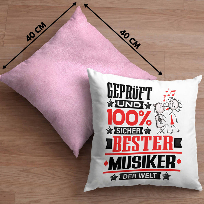 Musiker Geschenk Lustiger Spruch für Musiker Geschenkidee Bester Musiker Der WeltKissen mit Füllung 40x40 (Grau) Rosa Trendation