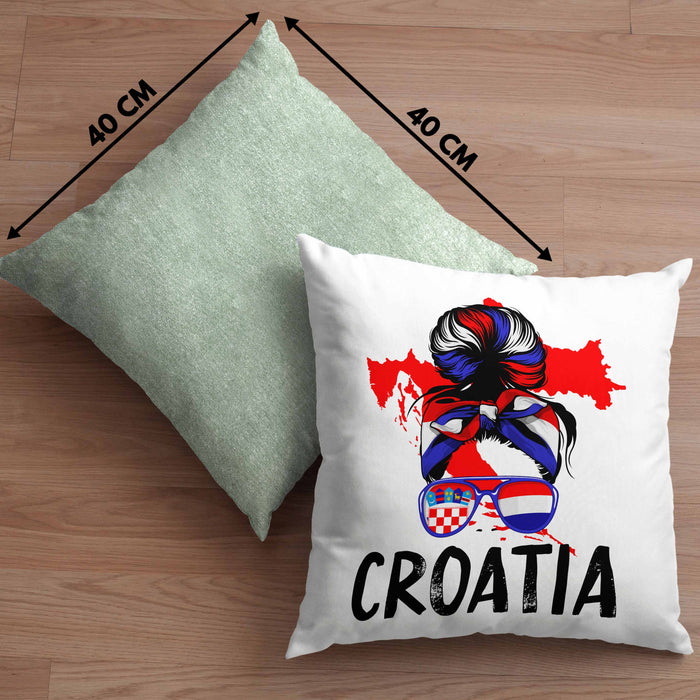 Croatia Kissen mit Füllung 40x40 Geschenk für Kroatische Frau Heimat Kroatien Geschenkidee (Grau) Grün Trendation