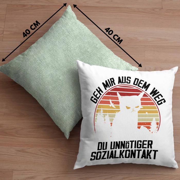 Lustige Kissen mit Füllung 40x40 Geschenk Geh Mir Aus Dem Weg DU Unnötiger Sozialkontakt Geschenkidee Frauen Sarkasmus Humor (Grau) Grün Trendation