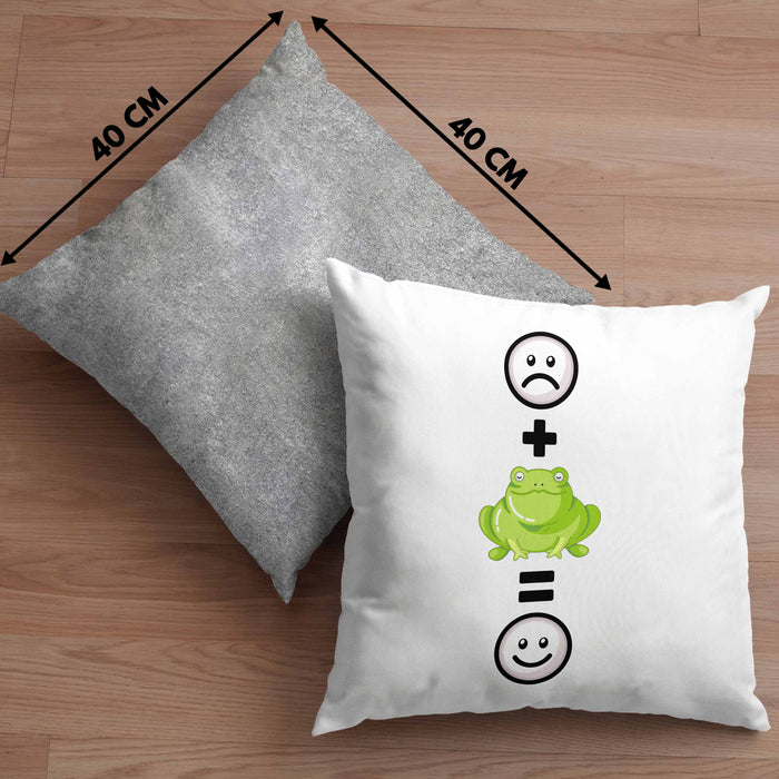 Frosch Kissen mit Füllung 40x40 Geschenk für Frosch-Liebhaber Lustige Geschenkidee :( + Frosch = :) Geburtstag (Grau) Grau Trendation