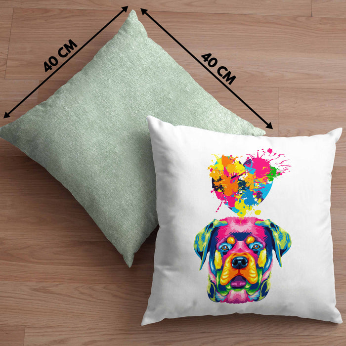 Rottweiler Herz Farbe Besitzer Kissen mit Füllung 40x40 Geschenk Lustiger Spruch Geschenkidee Rottweiler Liebhaber (Grau) Grün Trendation