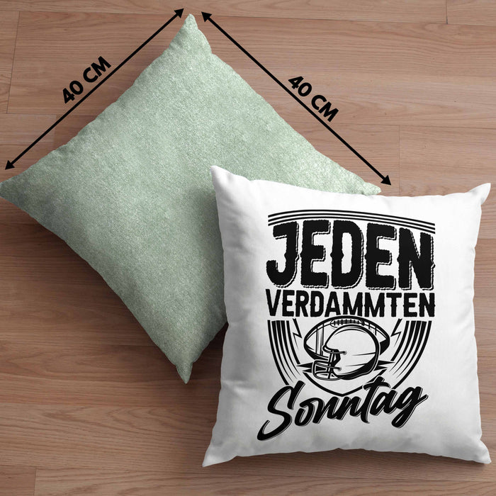 American Football Kissen mit Füllung 40x40 Geschenk Jeden verdammten Sonntag American Football-Spieler Geschenkidee (Grau) Grün Trendation